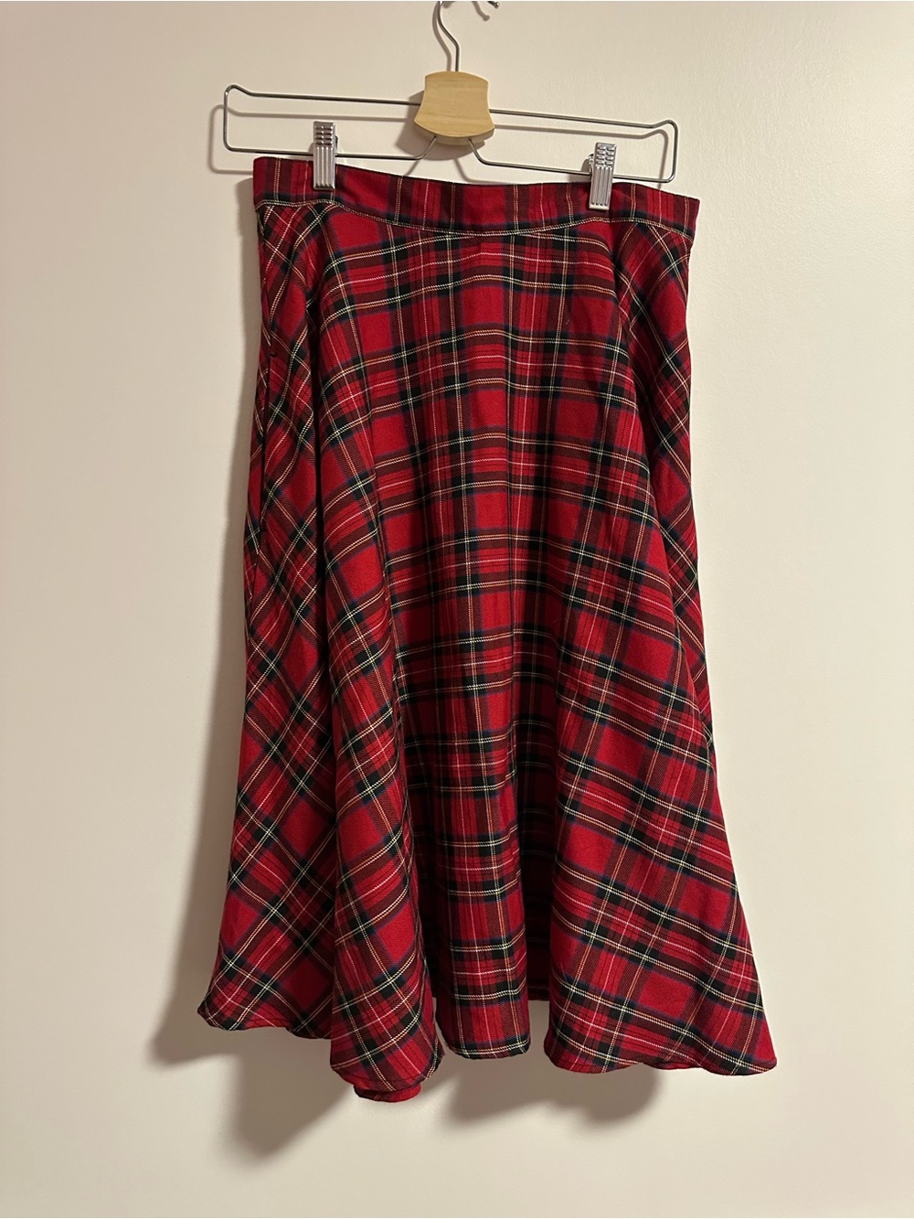Hell Bunny Red Plaid A-Line Maxi Skirt Medium